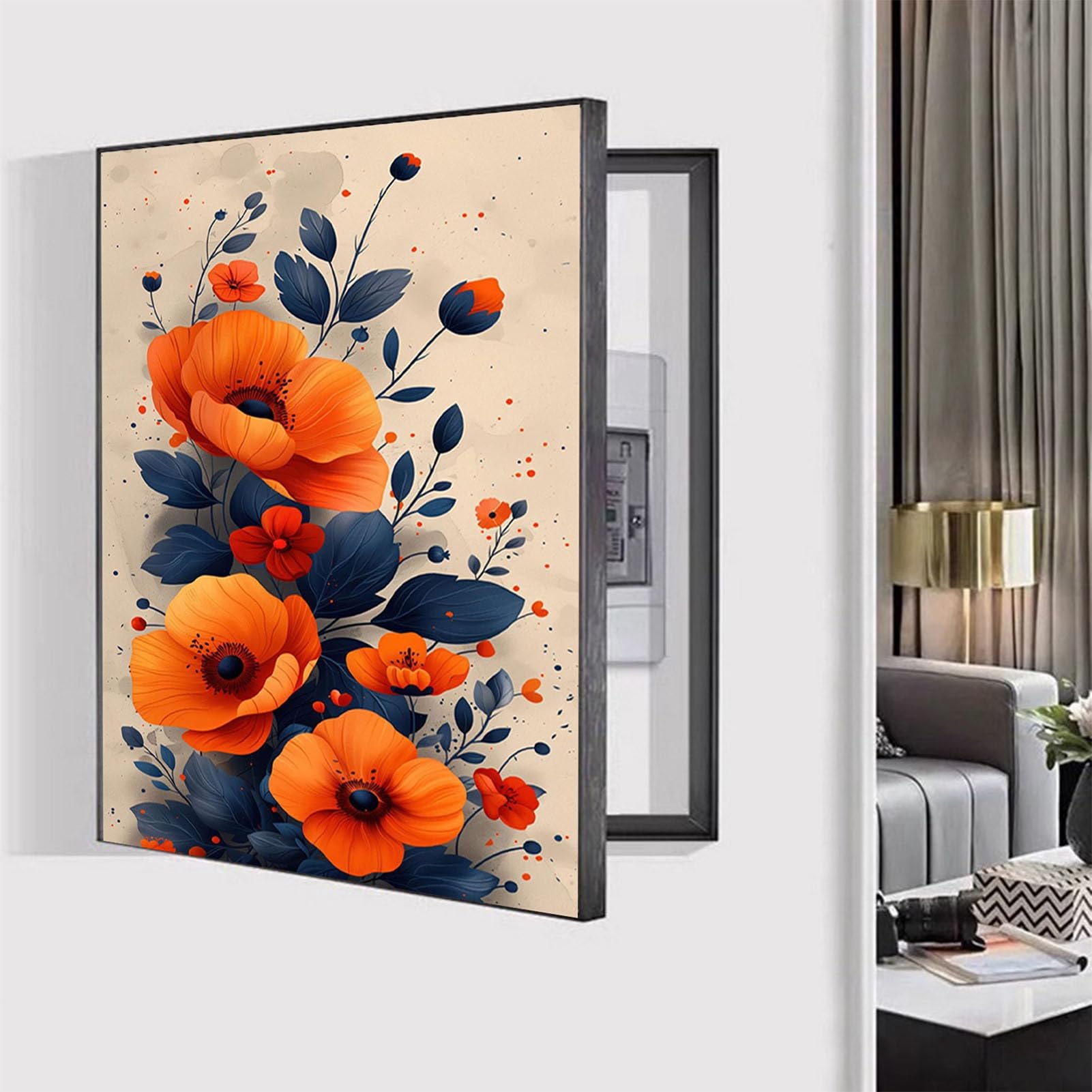 Pittura Decorativa Scatola Contatori Apri Sinistra Copri Quadro Elettrico Pannello Protezione Decorazione Parete Caratteristica Sala Pranzo(B,40x50cm)