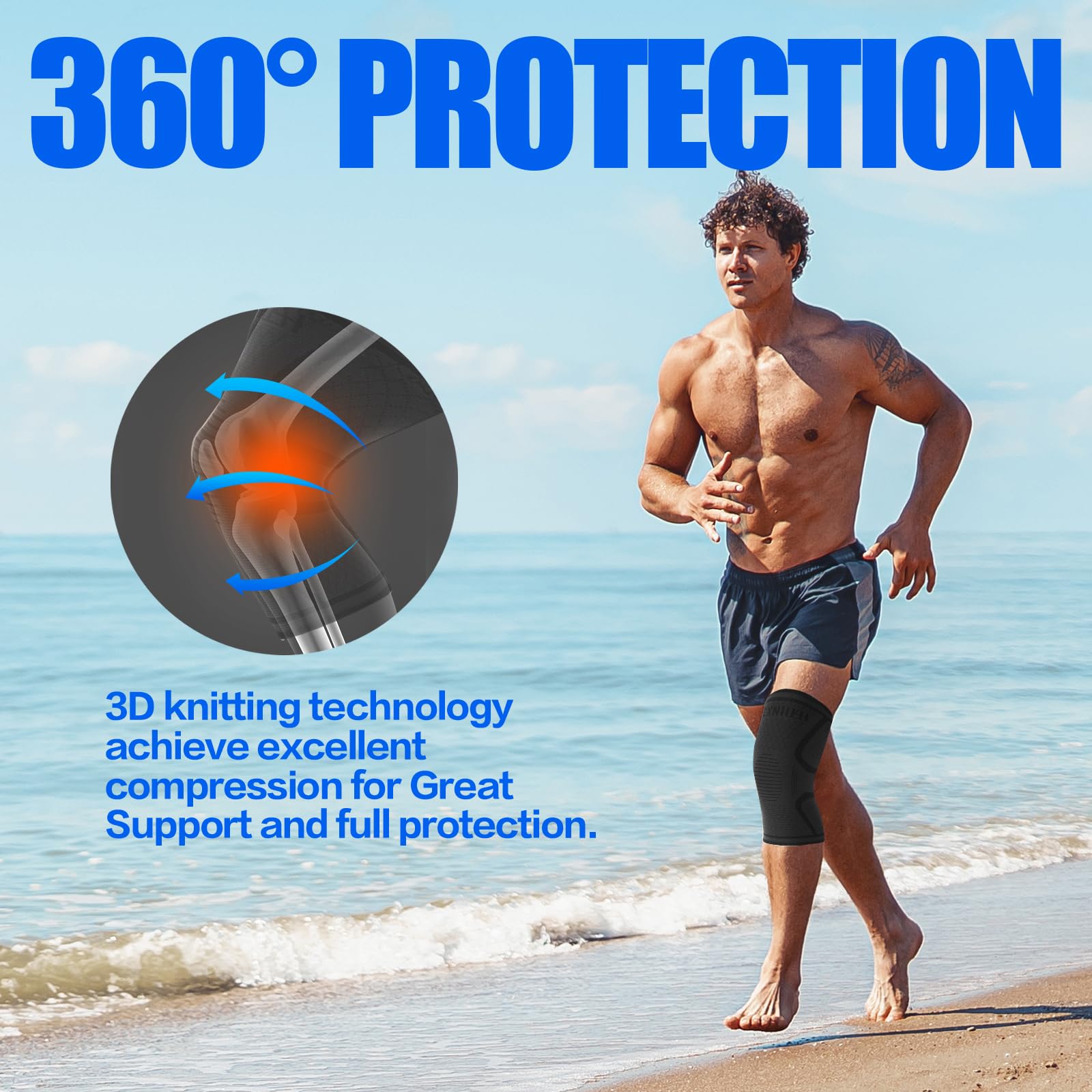 Ginocchiera Ortopedica per Uomo/Donne, 2 Pezzi tutore ginocchio per Artrosi, Menisco Lesionato, Lesioni dei Legamenti, Fascia Ginocchiere Sportiva, Palestra, Supporto per Ginocchio(Nero, XL)