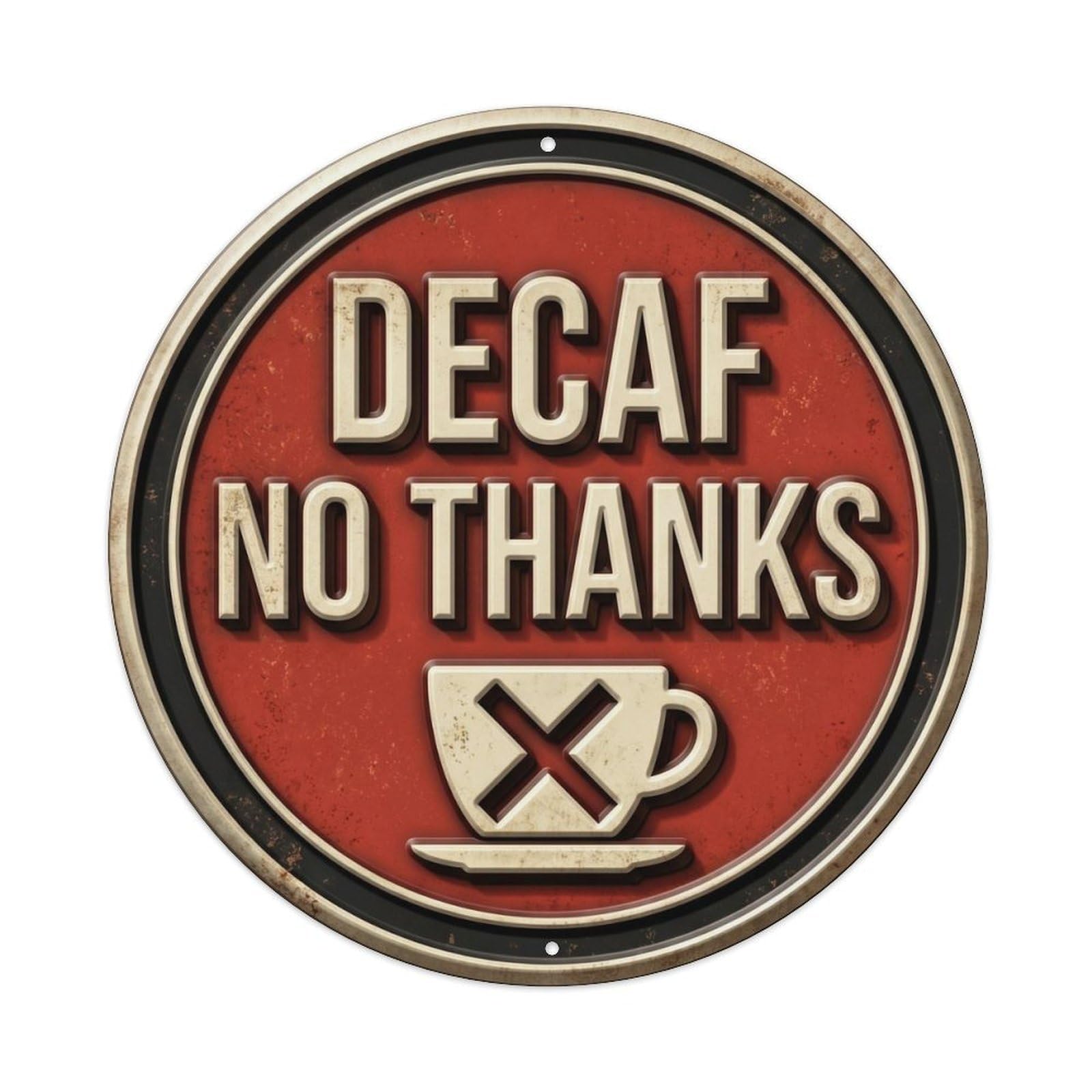 Decaf No Thanks Nostalgic Garage Ornament Retro Slogans Metal Tin Sign