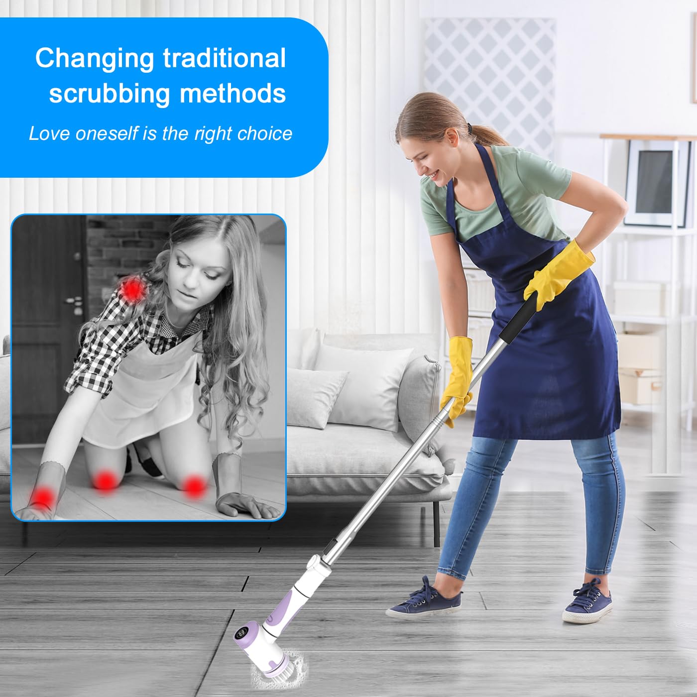 Spazzole per la pulizia elettriche con 5 testine interchangeable e 2 velocità regolabili, spazzola manuale per il bagno e cucina