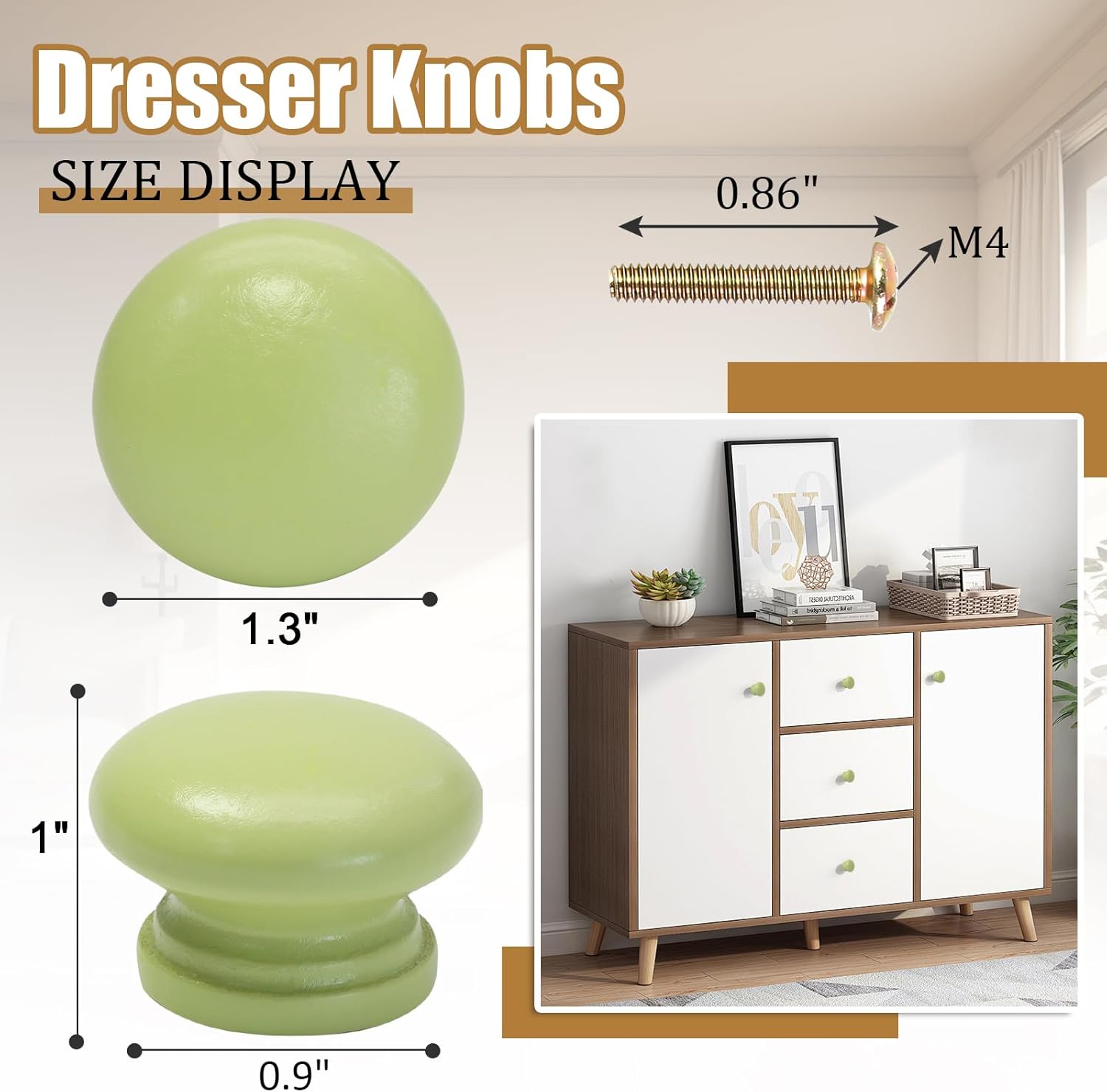 BokWin 20 Pack Green Wood Drawer Knobs Mushroom Shape Cabinet Knobs Wooden Dresser Knobs Furniture Cabinet Pulls Handles