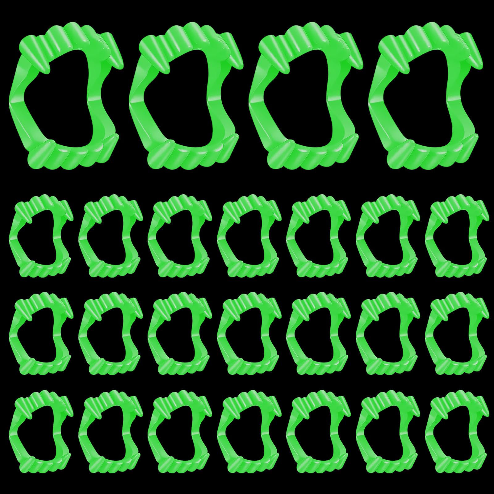 25PCS Halloween Glowing Vampire Teeth Halloween Fake Vampire Fangs Fake Vampire Teeth for Kids Vampire False Teeth for Trick or Treat Halloween Party Props Cosplay Costume Decorations