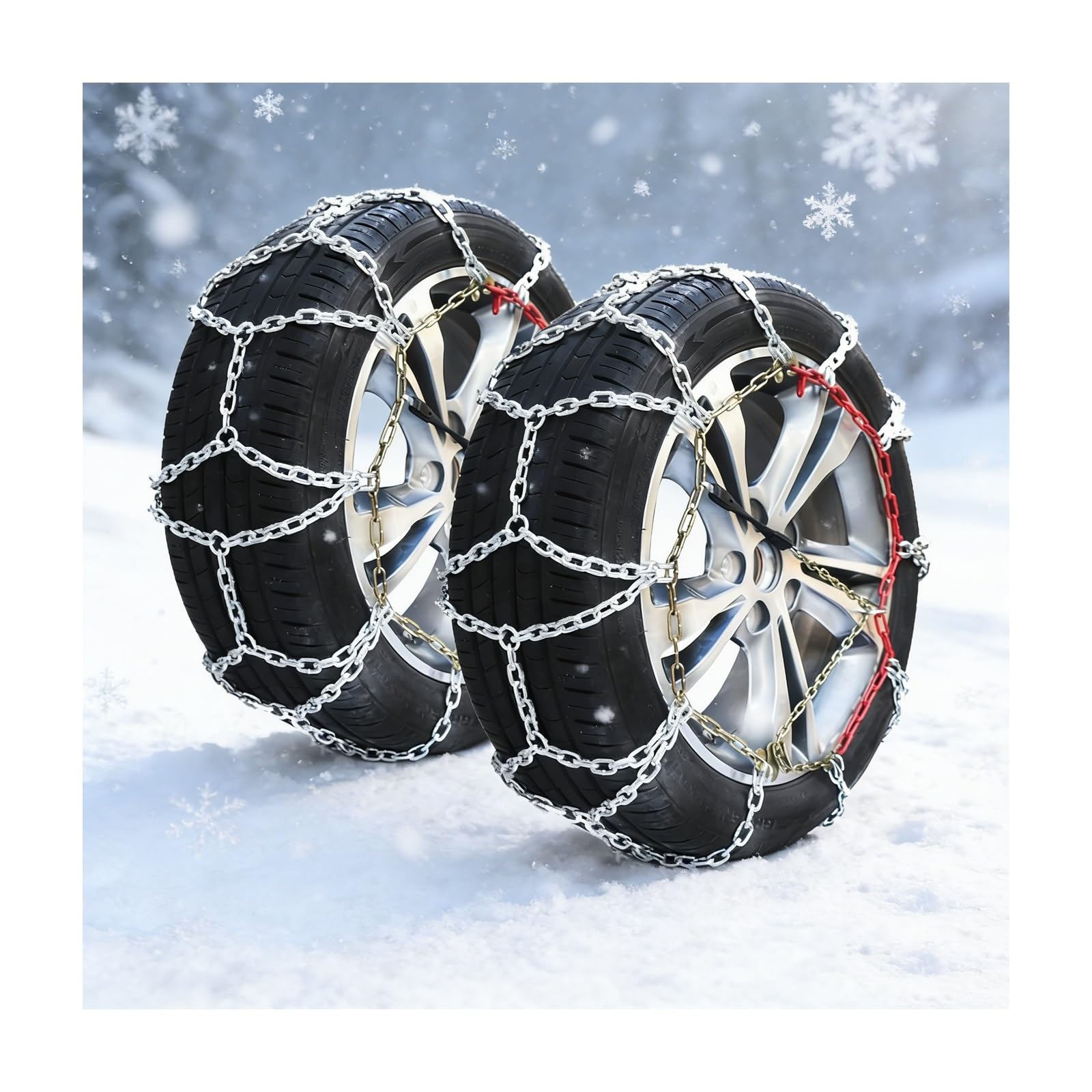 Cadenas Para Coche Nieve,Cadenas Coche, Cadena De NeumáTicos De Emergencia De Acero Al Manganeso De AleacióN Espesa For Camiones, Camionetas Y Suv, Juego De 2(195/75R16)