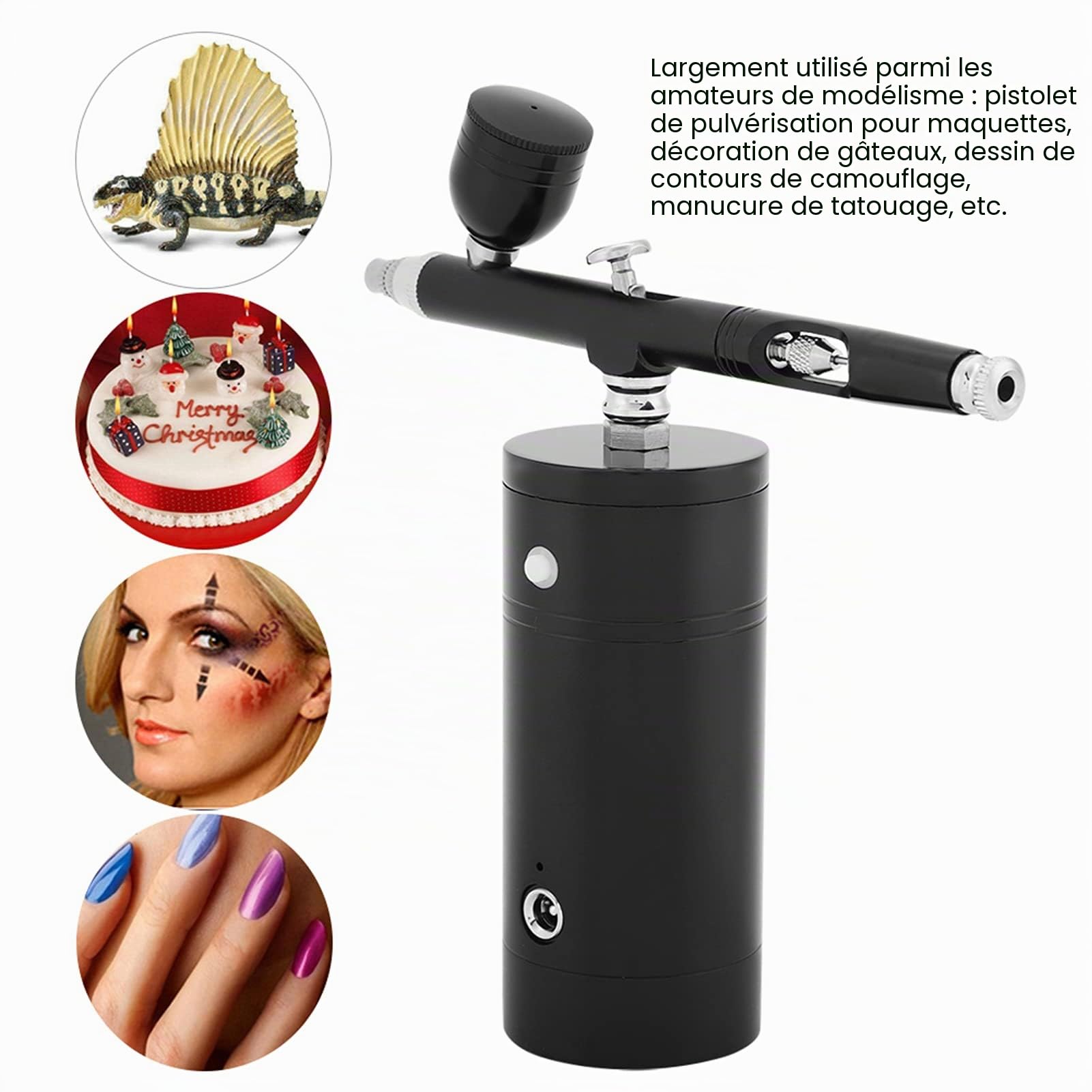 Mini Compresseur d'Air Pistolet Aérographe Sans Fil Portable 0.3mm 7CC Capacité pour Peinture d'Art et Modèles Sans Huile