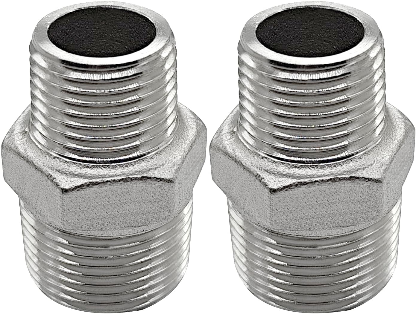 Beduan 316 Stainless Steel Reducer Hex Nipple 3/4 Male NPT to 1/2 Male NPT Reducing Cast Pipe Adapter Fitting for Air Water Gas Fuel(Pack of 2)