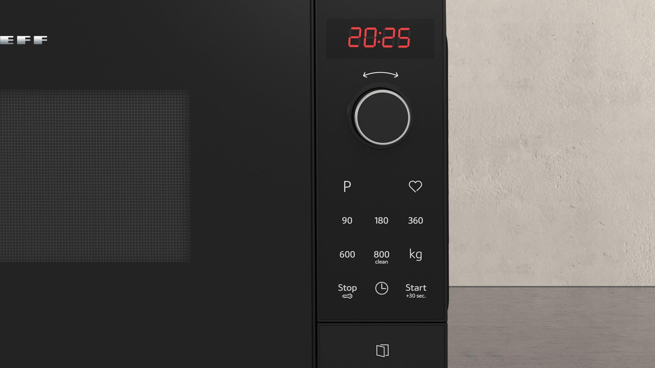 NEFF FLAWG20S2, N 30, Mikrowelle, 44x26 cm (BxH), LED Display, Bedienknebel & 1 Touch Buttons, seitliche Drehtür, Atomatikprogramme, Easy Clean, Easy Clock, Schwarz