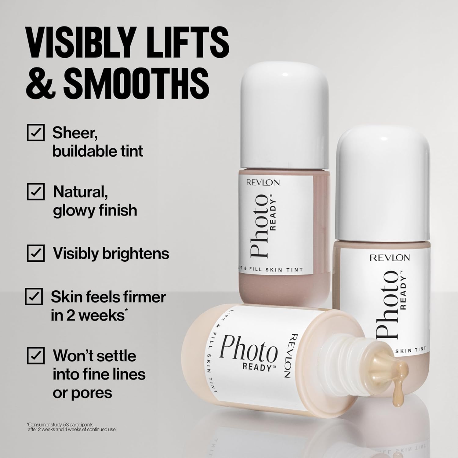 Revlon PhotoReady Lift & Fill Skin Tint, Sheer Glowy Coverage, Lightweight & Hydrating, 100, 1 fl oz - Image 7