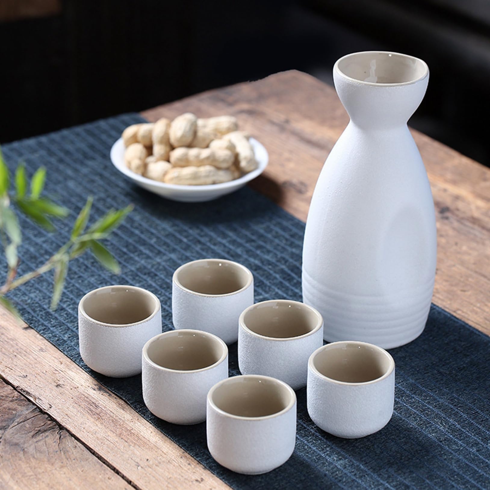 Amazon.co.jp: 酒器セット セラミック 7点セット 徳利 花柄 猪口