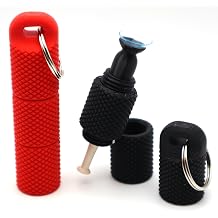 ScleraPod Contact Lens Plunger Case Keychain 2 Pack Portable Holder for Scleral Lens Insertion & Removal Tools, Travel Storage Capsule for Contact Lens Care Red & Black