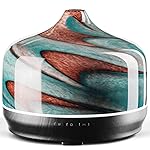 Porseme 500ml Glass Essential Oil Diffuser Aromatherapy Ultrasonic Cool Mist Humidifier 15-21 Running Hours Waterless Auto-Off Air Diffusers for Sleeping Yoga Office Working Spa and Rest (Teal Green)