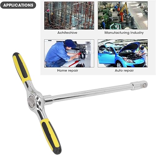 Miniatura 3 de Zerodis Llave de trinquete ajustable, mango en T, liberación rápida, una mano, reparación automática