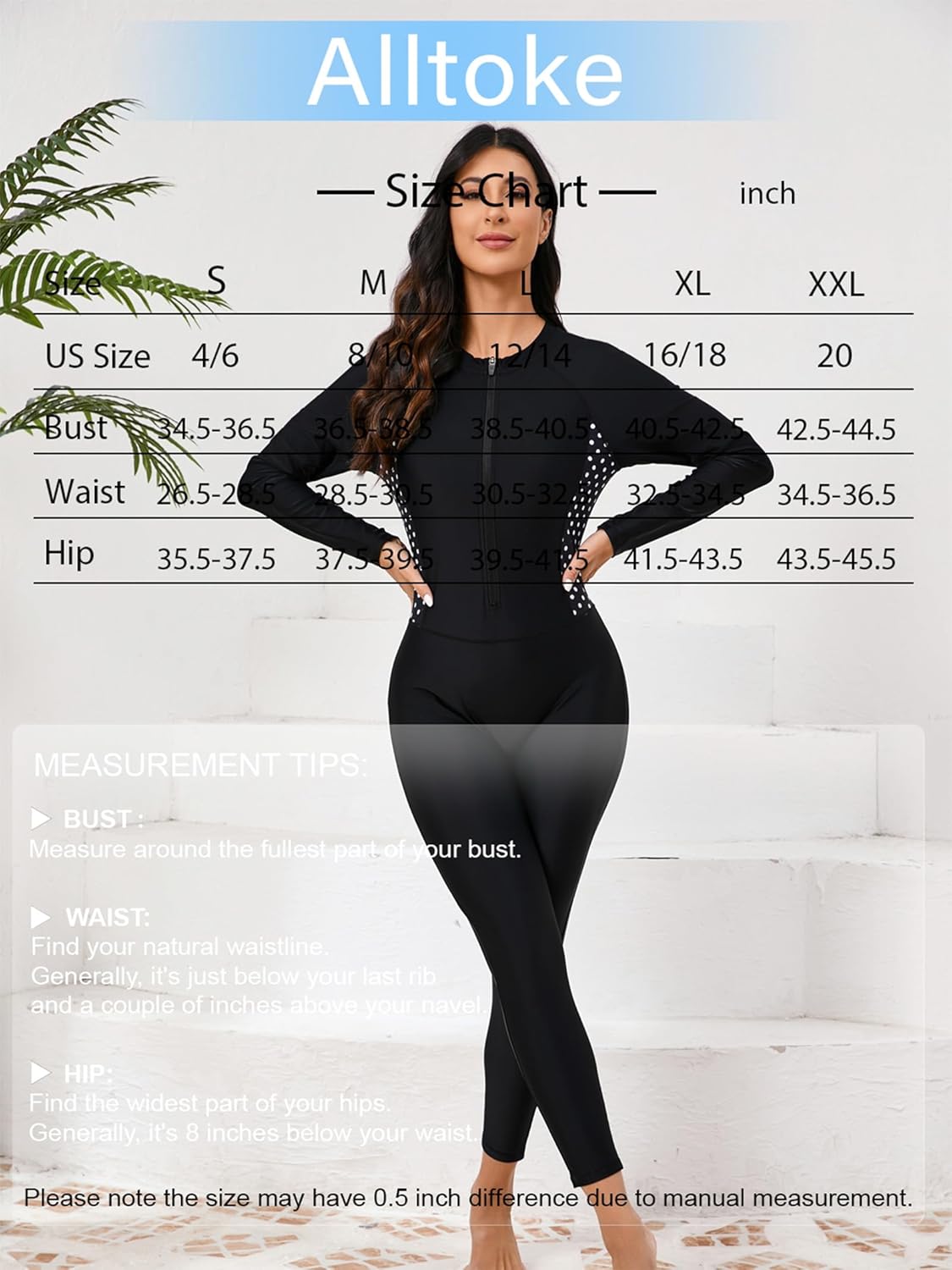 Womens Full Body Rash Guard with Built in Bra Long Sleeve One Piece Swimsuit Upf50+ Zip Front Bathing Suit - Image 6