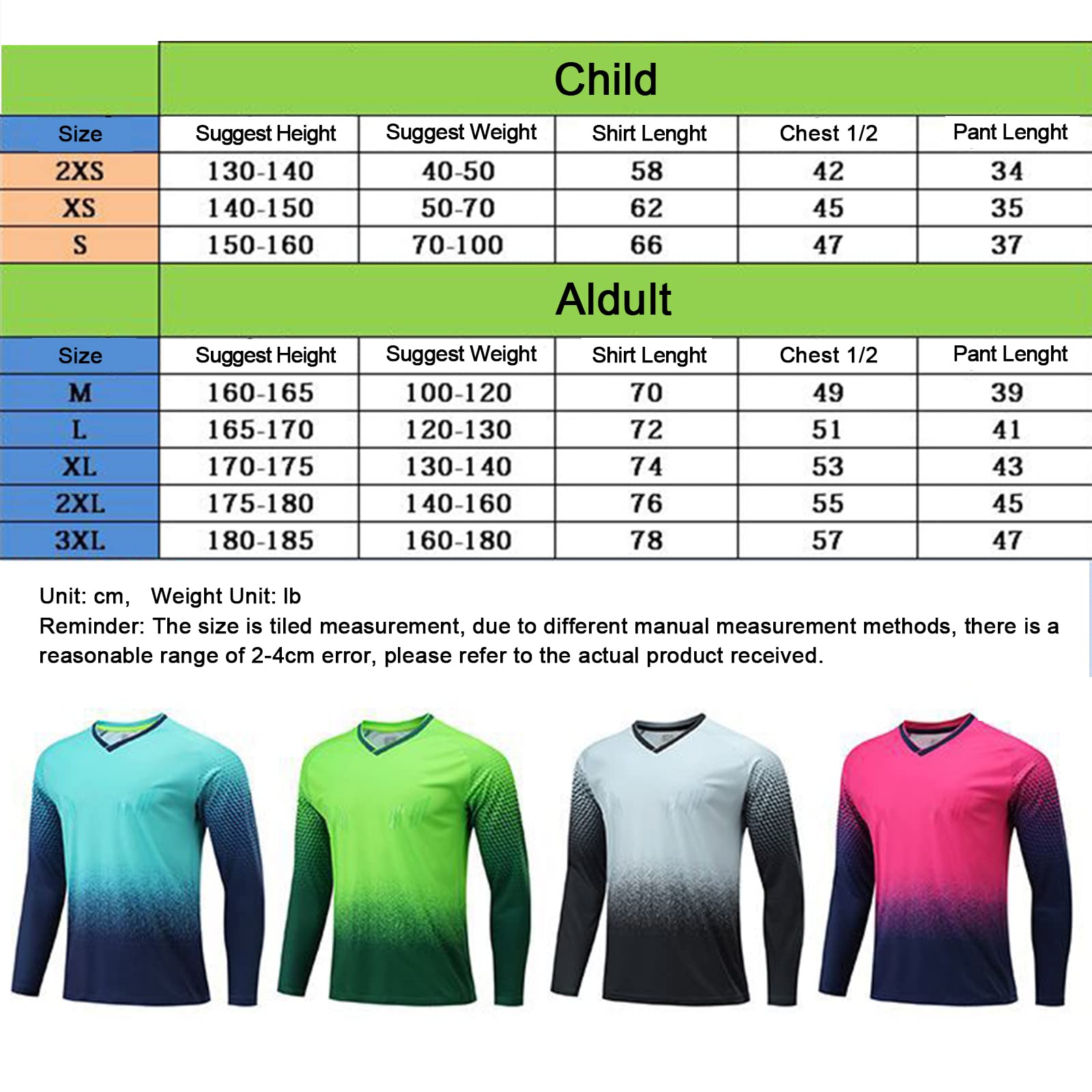 Maglia da Portiere da Calcio per Bambini da Uomo, Maglia da Portiere Set da Donna Manica Lunga E Pantaloni Maglia Personalizzata Personalizzata con Nome + Numero