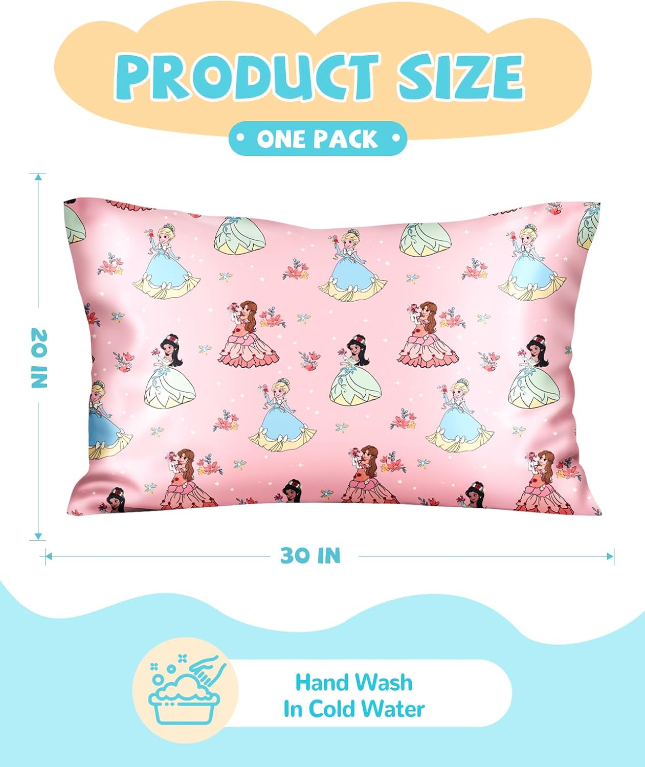 Silk Pillowcase for Kids - 30 x 20 Inches Queen Size Mulberry Silk Pillow Case with Zipper Cute Cartoon Kawaii Teens Girls Boys Pillowcase for Hair and Skin, Floral Girl - Image 2
