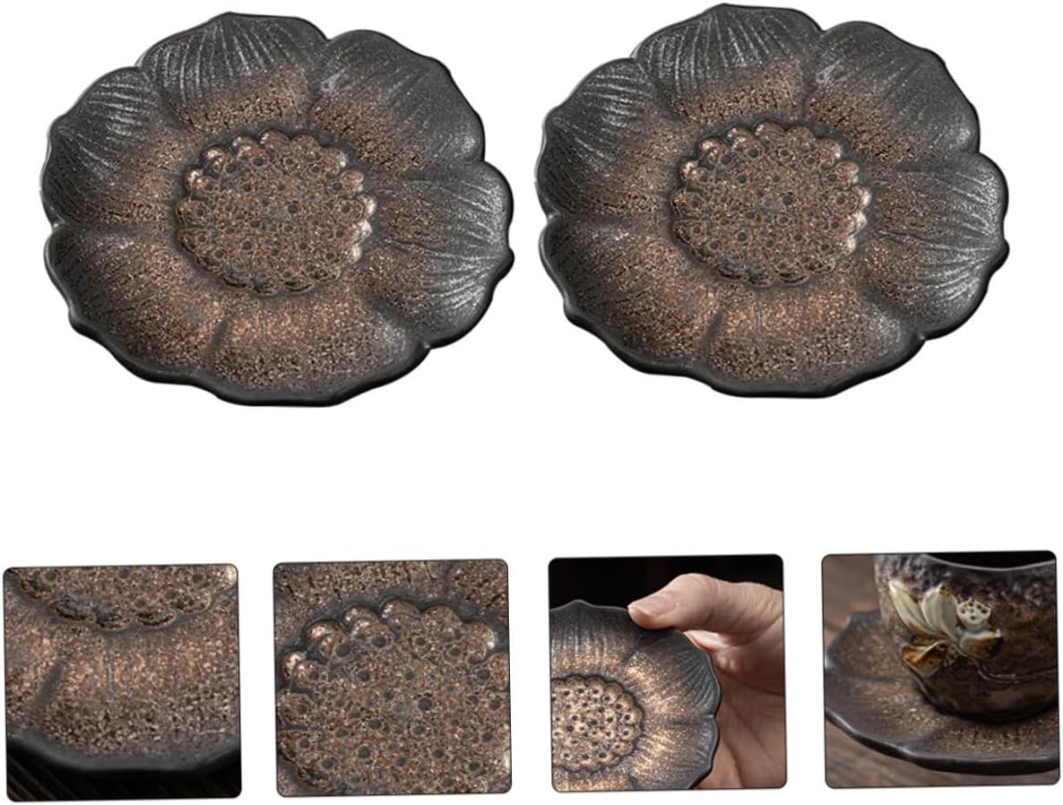 2pcs Lotus Coaster Tea Cup Tray Decorative Trays for Decor Drinking Tea Coaster Household Tableware