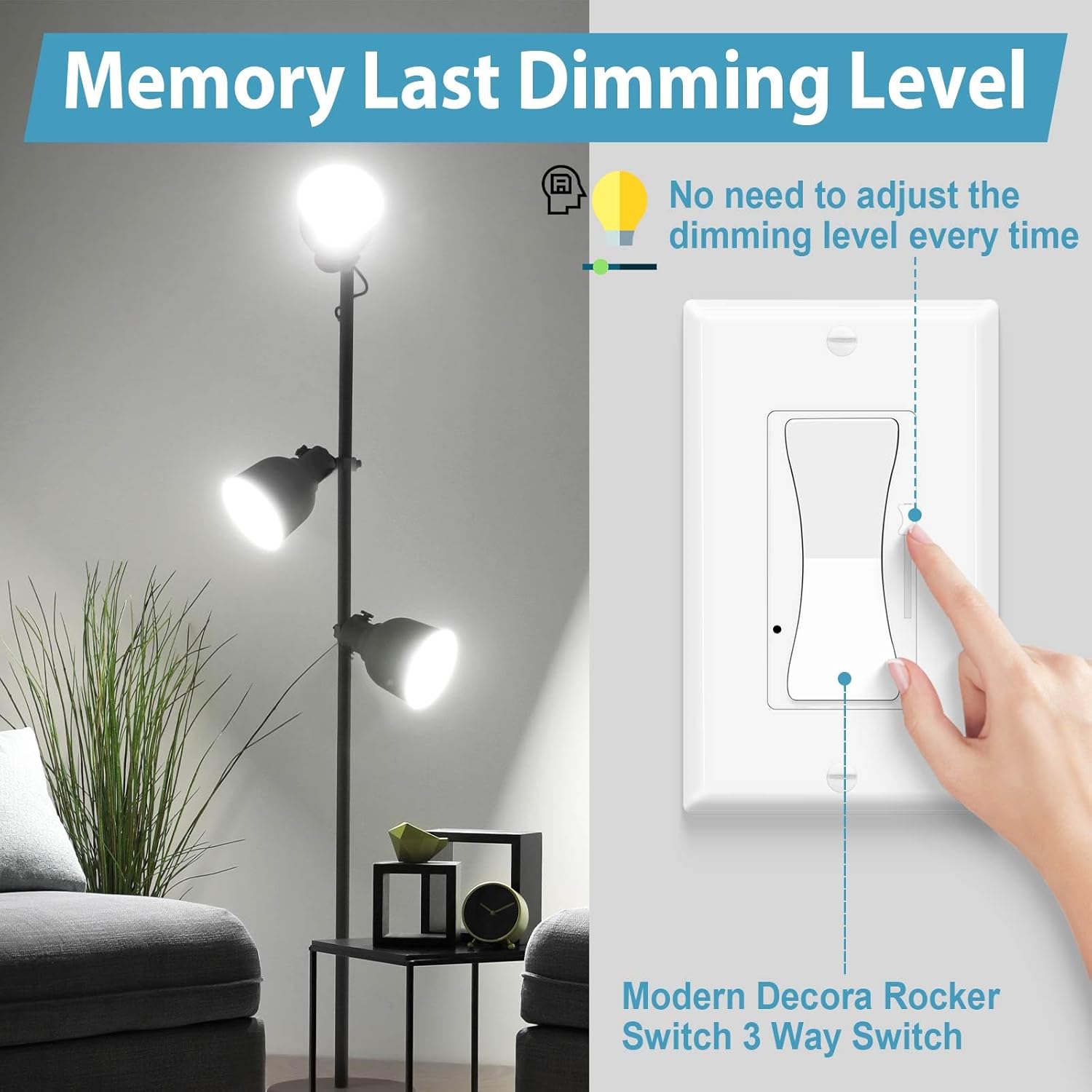 Dimmer Light Switch,Nineleaf 10 Pack 3-Way Dimmer Switch for Dimmable 150W LED and CFL Lights, 600W Halogen and Incandescent,15A 120V, No Neutral Wire Required, Commercial Grade, ETL Listed