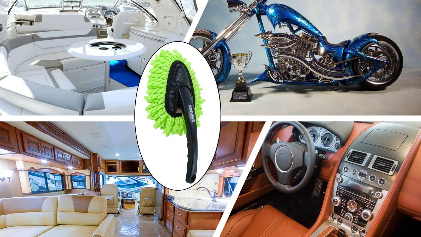 Simoniz 13” Detailers Microfiber Auto Duster - Dusting Wand Cleans, Dries & Polishes – Safe for All Interior or Exterior Surfaces - Great for Cars, Trucks, SUVs, Boats, RVs & Bikes or Home Cleaning