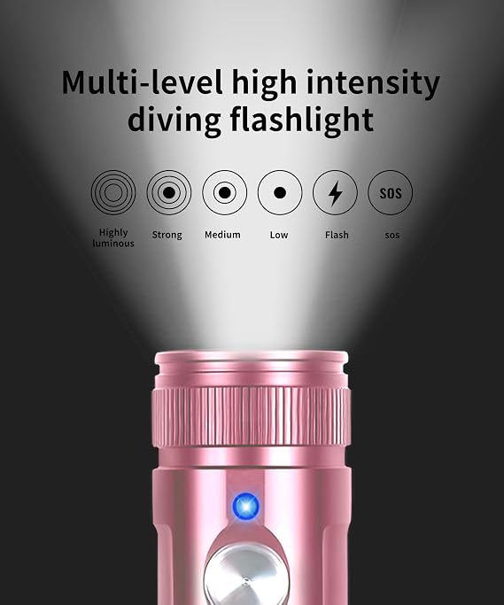 2000 Lumens Professional Dive Flashlight for Underwater Photography,3 Adjustable Beam Angles (3°/24°/72°),IP68 Waterproof Certified,Macro Photo Fill Light/Night Diving Spotlight/Deep Diving Gear(pink)