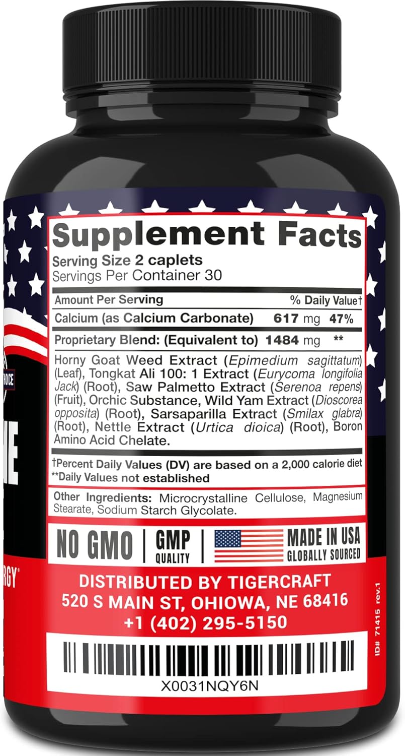 Lіmіtеd Dіѕсоunt Premium Supplement for Men - Made in USA - Supplement for Energy and Strength with Horny Goat Weed, Tongkat Ali, Saw Palmetto - 60 Caplets