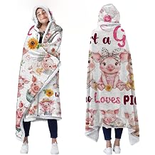 Hooded Pig Wearable Blanket for Women Girls, Pig Gifts for Christmas Valentines Day, Just A Girl Who Loves Pigs Blanket Hoodie, Cozy Pet Stuff Blanket47*71