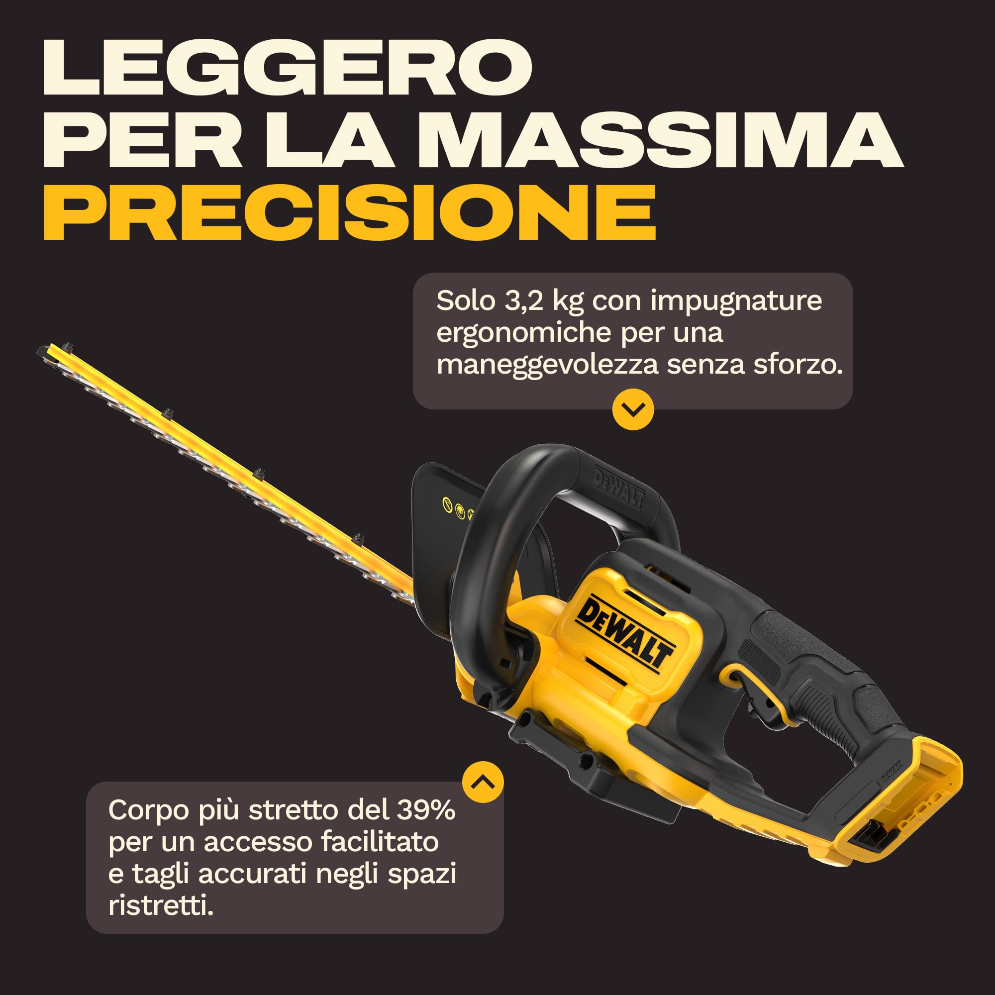 DEWALT 18V XR 55cm 25mm tagliasiepi - solo utensile, DCMHT564N-XJ