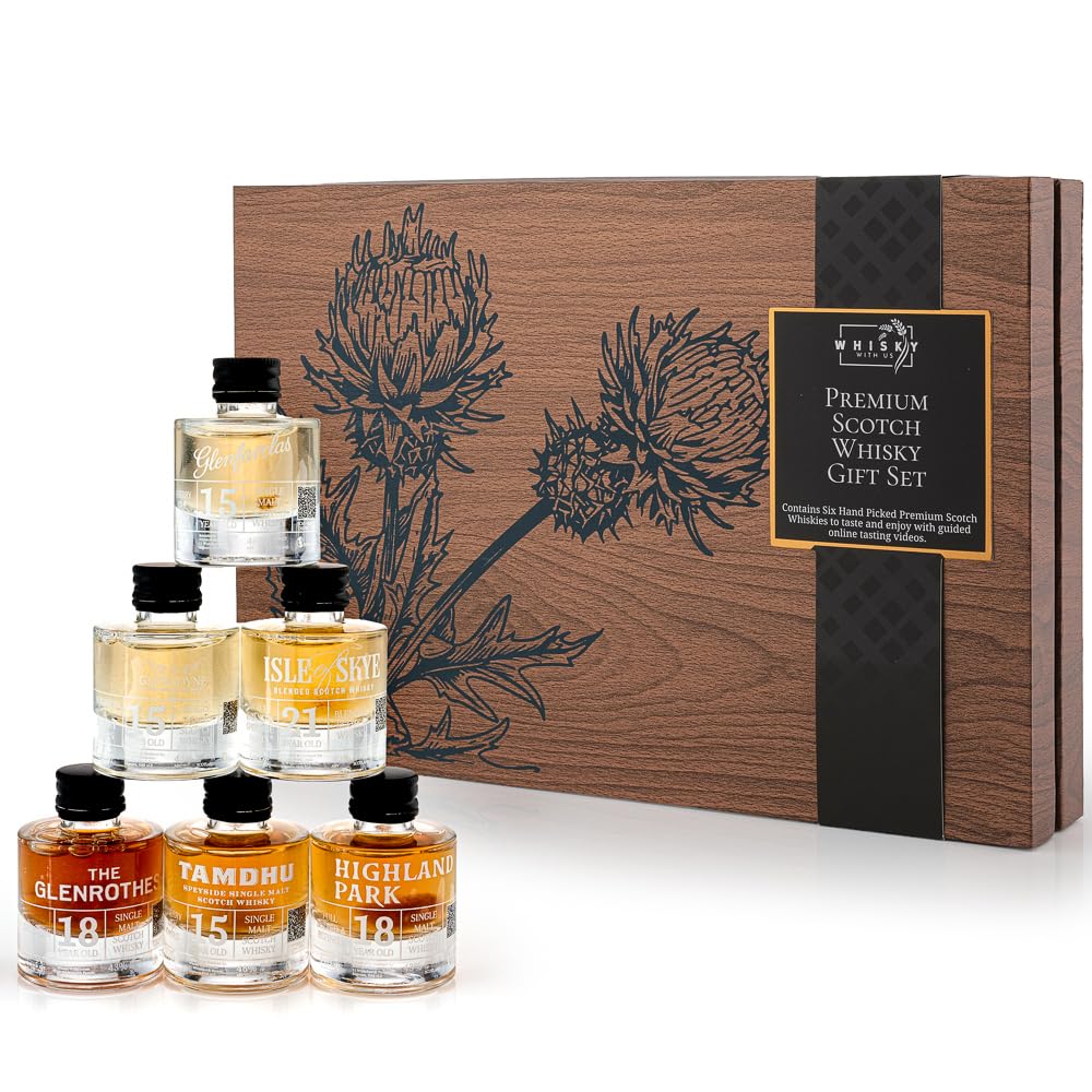 Scotch Whisky Gift Set - Premium Whisky Set with 6 Aged Scotch Whiskies to Taste, QR Codes with Videos - Perfect Whiskey Gift Sets for Men - Beautifully presented in Gift Box - Whisky With Us