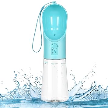 UPSKY Dog Water Bottle Portable Pet Water Bottle with Activated Carbon Filter Leak Proof Dog Water Dispenser, Lightweight Dog Travel Water Bottle Bowl for Walking BPA Free 14 OZ