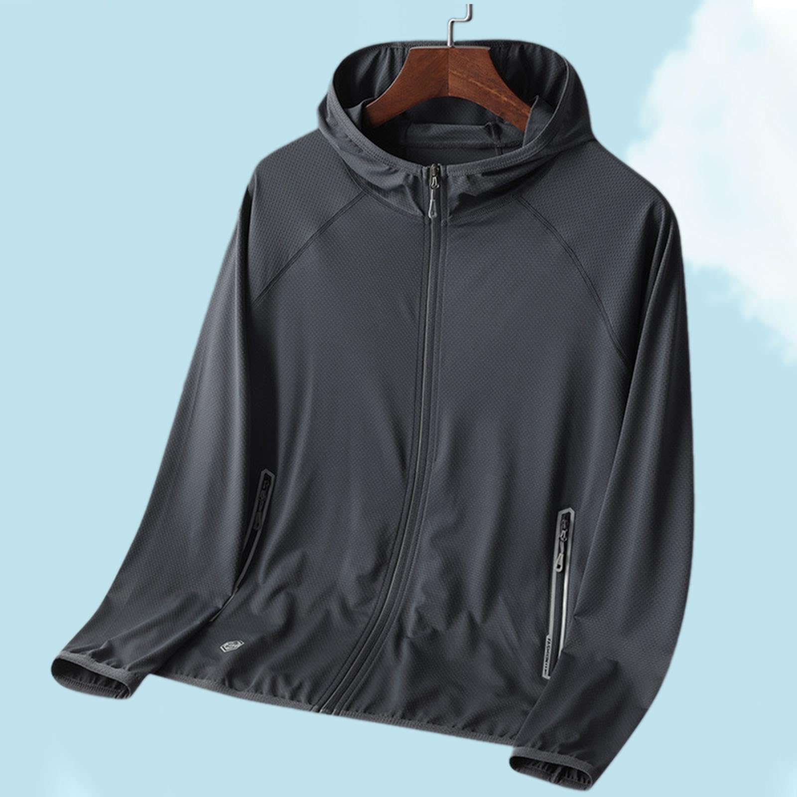 Qianly Mens Sun Protection Jacket Cooling Men Sun Shirts for Golf Riding Hiking Sports Dark Gray