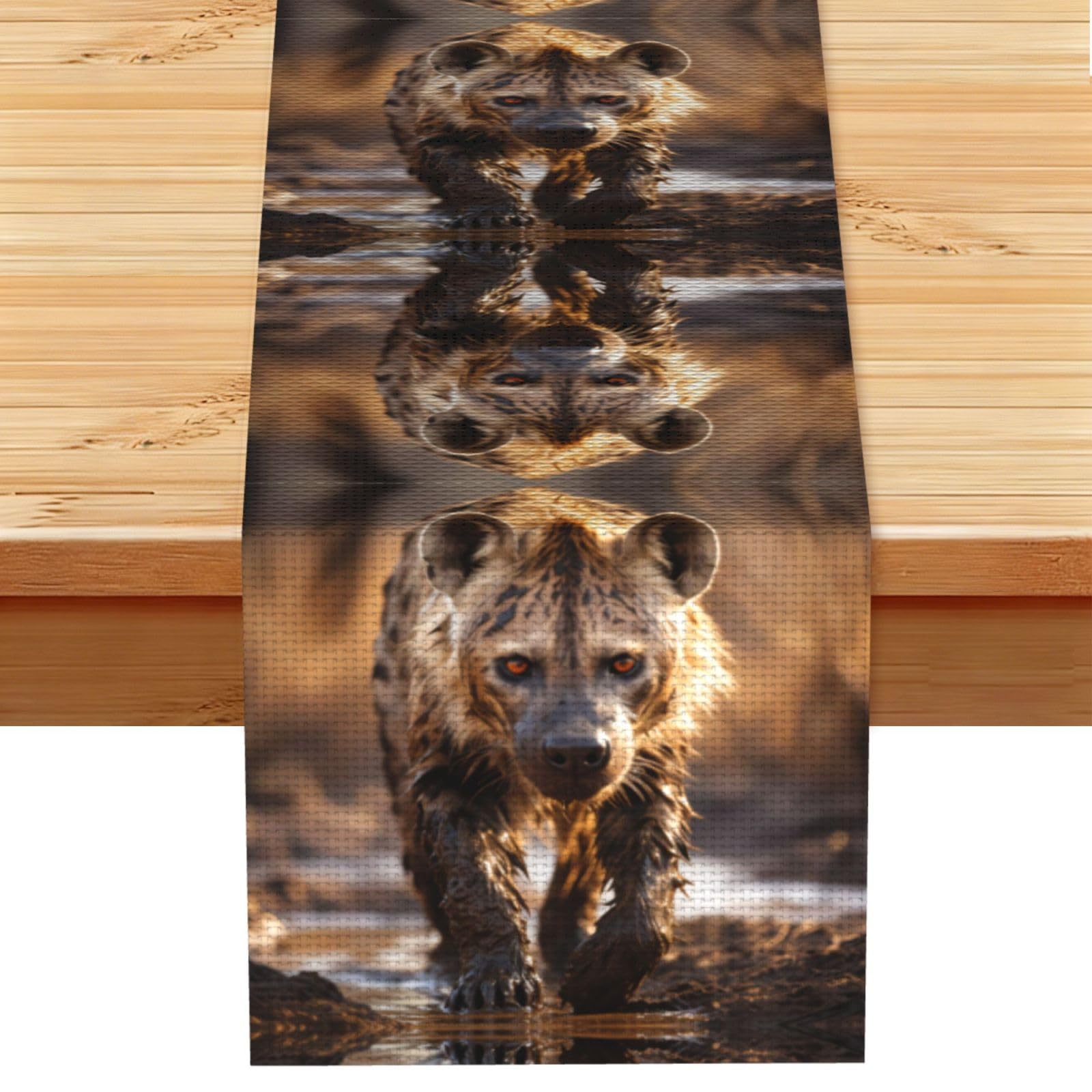 Lone Hyena Linen Look Table Runner 13x72-Wrinkle Resistant Farmhouse Style for Dining Table Decor