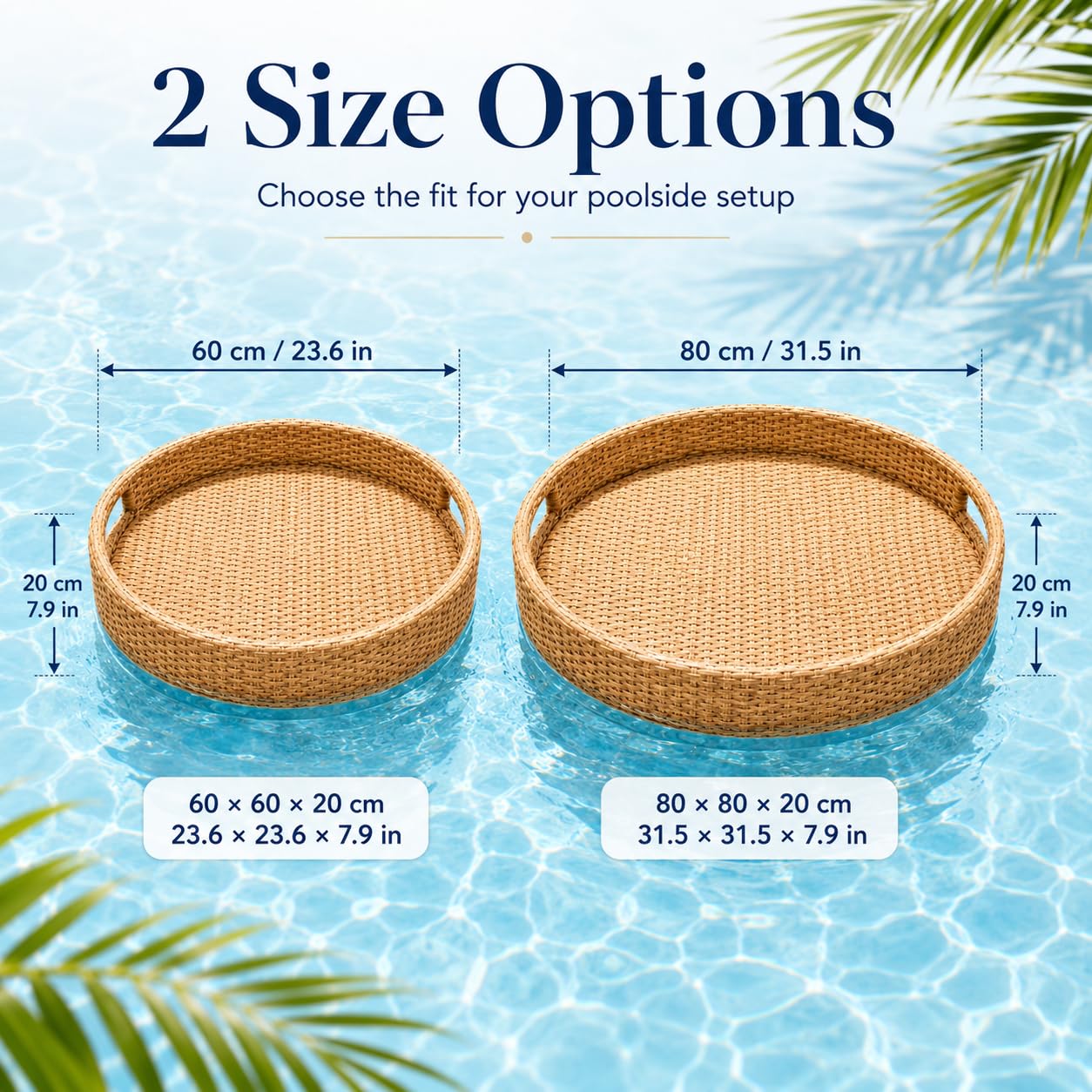 Vassoio Galleggiante Piscina, Tavolino in Rattan per Aperitivo | Vassoio galleggiante in rattan per drink e snack. Perfetto per feste in piscina e spa(Coffee,23.6"x23.6"x7.9")