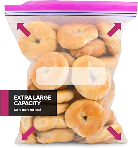 Miniatura 3 de 40 bolsas para congelador de 2 galones, bolsas de almacenamiento de plástico con doble cremallera para congelar alimentos, bolsas extragrandes para