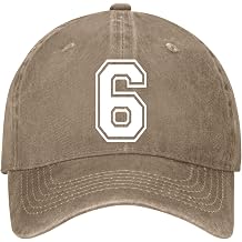 Numbers 6 for Womens Funny Washed Distressed Baseball Caps