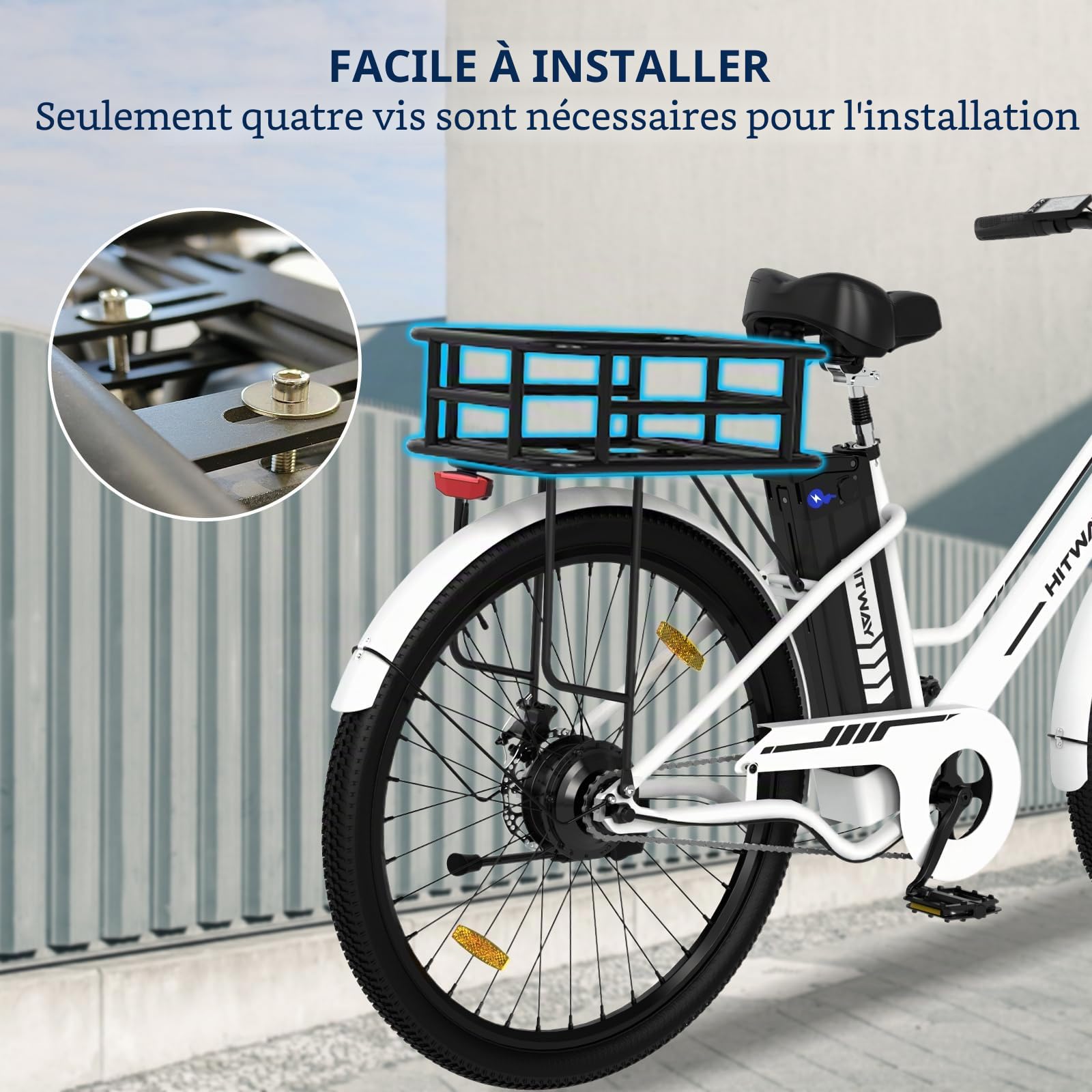 HITWAY Panier de Vélo Arrière et Avant,Panier Vélo, Résistant à l'eau, Montage Fecile, Bike Basket, Métal Noir