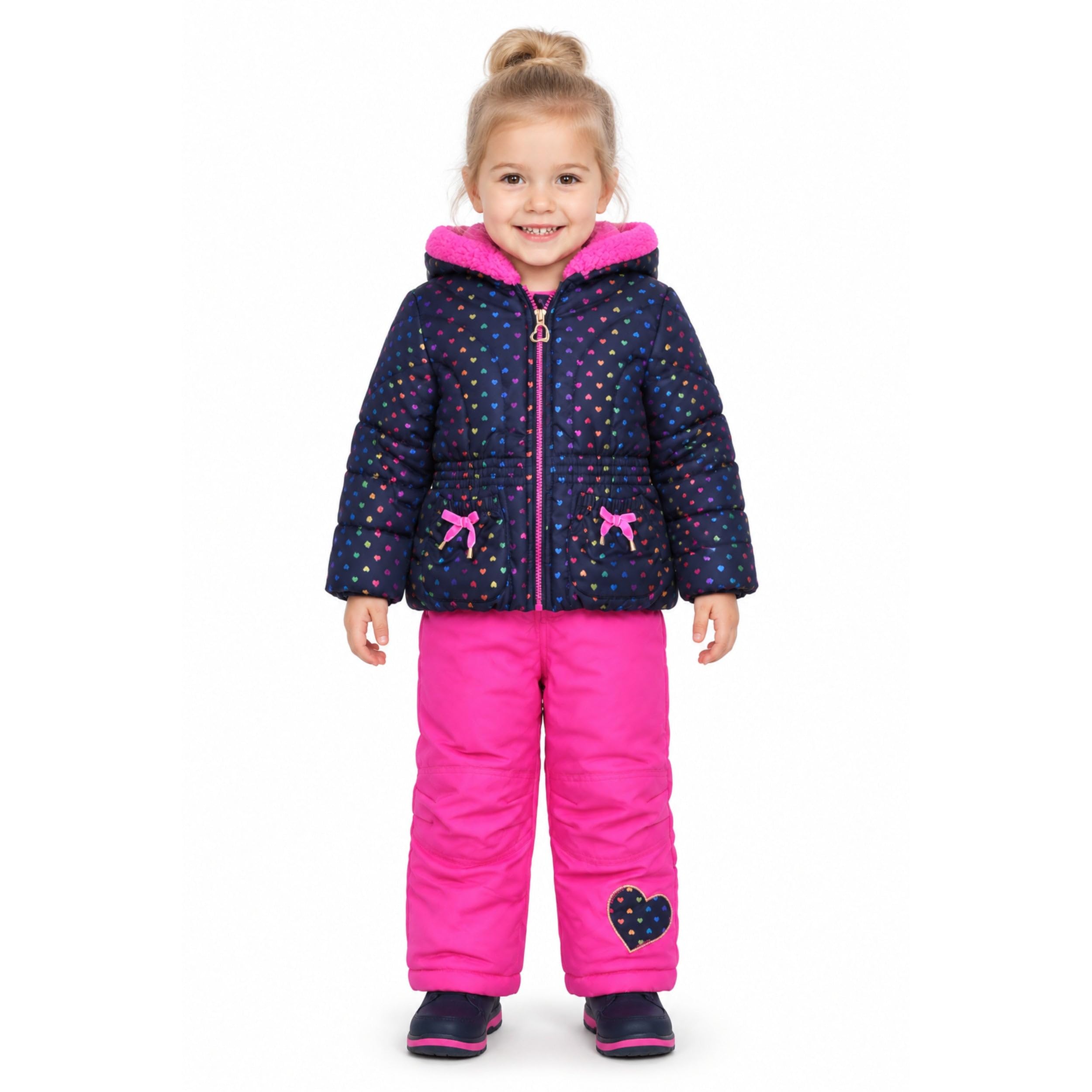 Arctic Quest Girls' Bib Snow Pants and Ski Jacket Water-resistant Snowsuit for Kids Winter Jacket for Girls Hooded