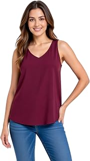 myplusfashion Women’s Solid Rayon Sleeveless V-Neck Top | Soft & Lightweight Regular Fit Casual Wear Top Price In India