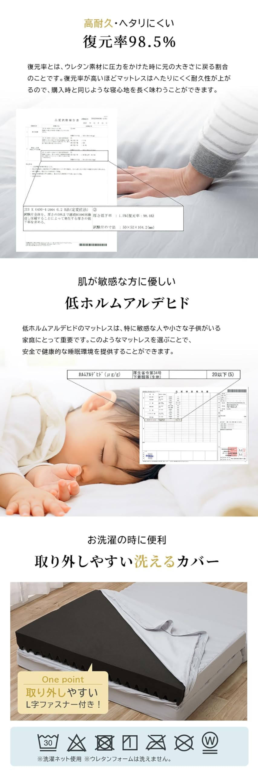 Amazon｜マットレス ダブル 高反発 3つ折り プロファイル ウレタン 厚