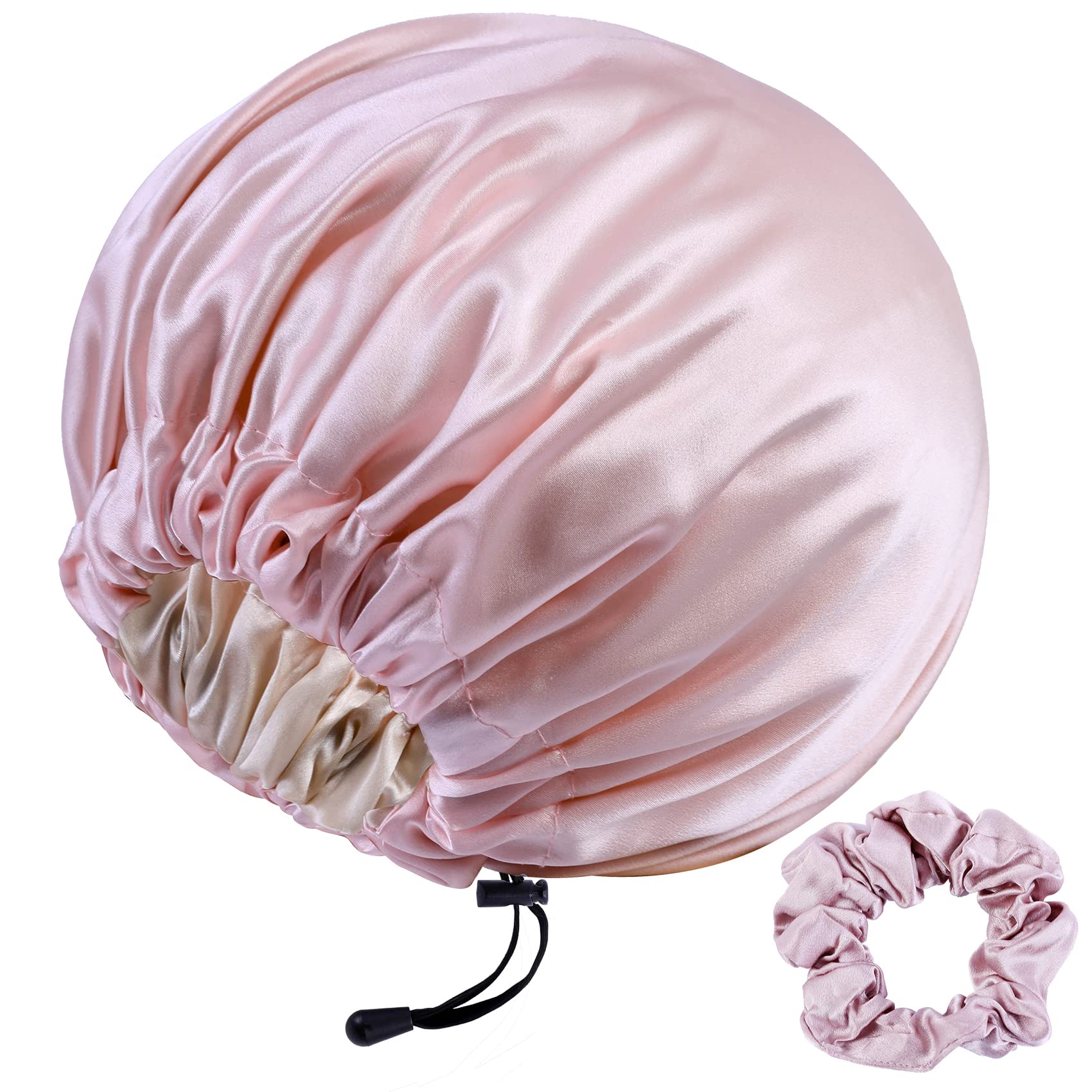 RedJoe 22 Momme 100% Mulberry Silk Bonnet Hair Wrap for Sleeping, Adjustable Silk Scrunchies Sleep Cap for Women Men Hair Care, Head Scarf Night Caps