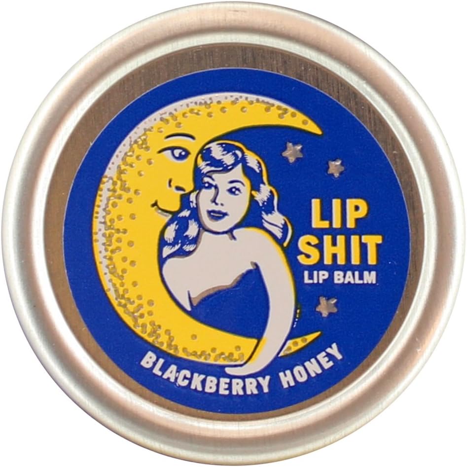 Blue Q Lip Shit Lip Balm ~ Blackberry Honey. Moisturizes and Protects With an All-Natural Deluxe Beeswax Formula. Packed in an Adorable Stamped Metal Tin, .3 oz. Made in the U.S.A.
