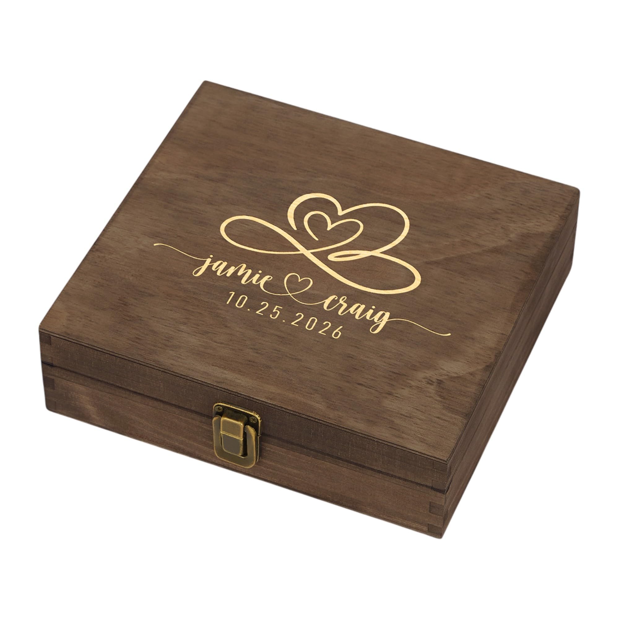 Personalized Anniversary Box, Engraved Wooden Keepsake Box for Couples
