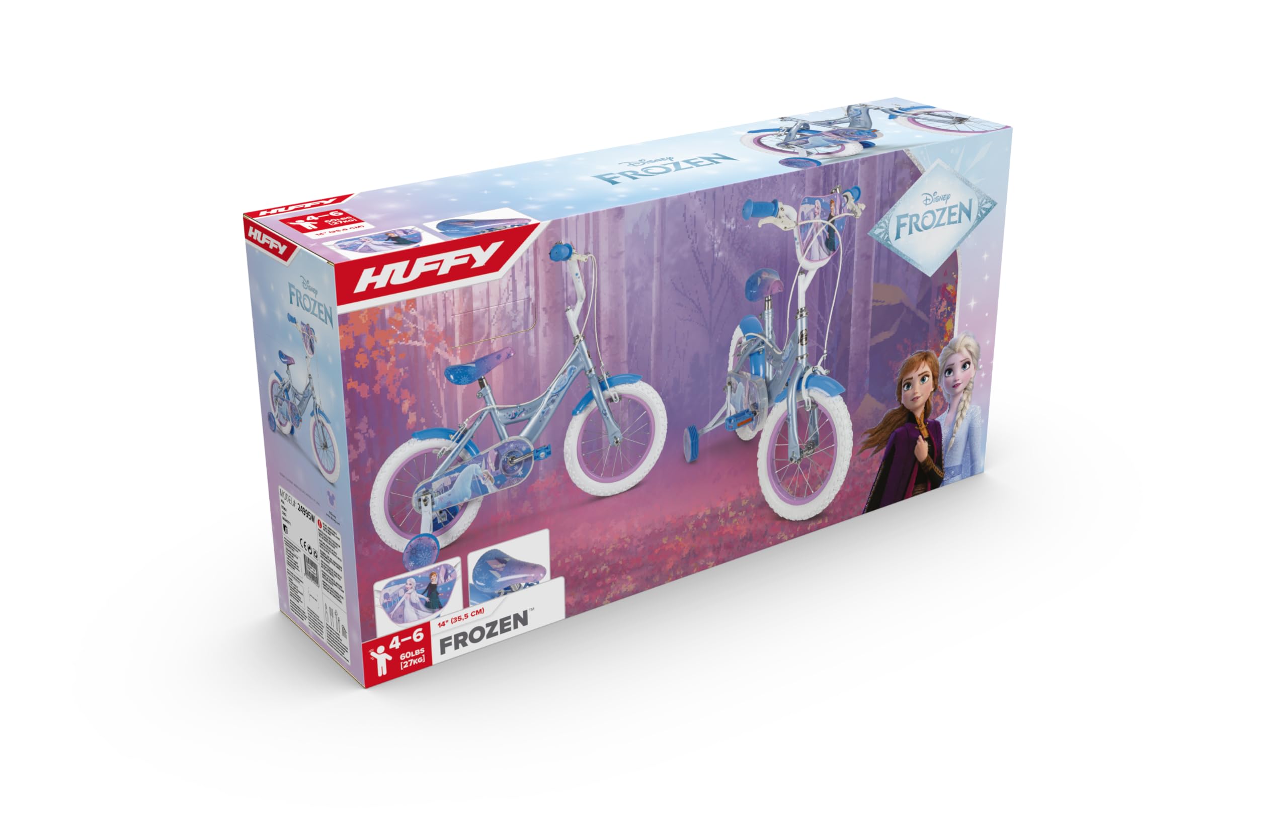 Huffy Disney Frozen, bicicletta per bambini da 12", 14", 16", età 3-9 anni, doppi freni a pinza, stabilizzatori rimovibili, sedile regolabile, blu