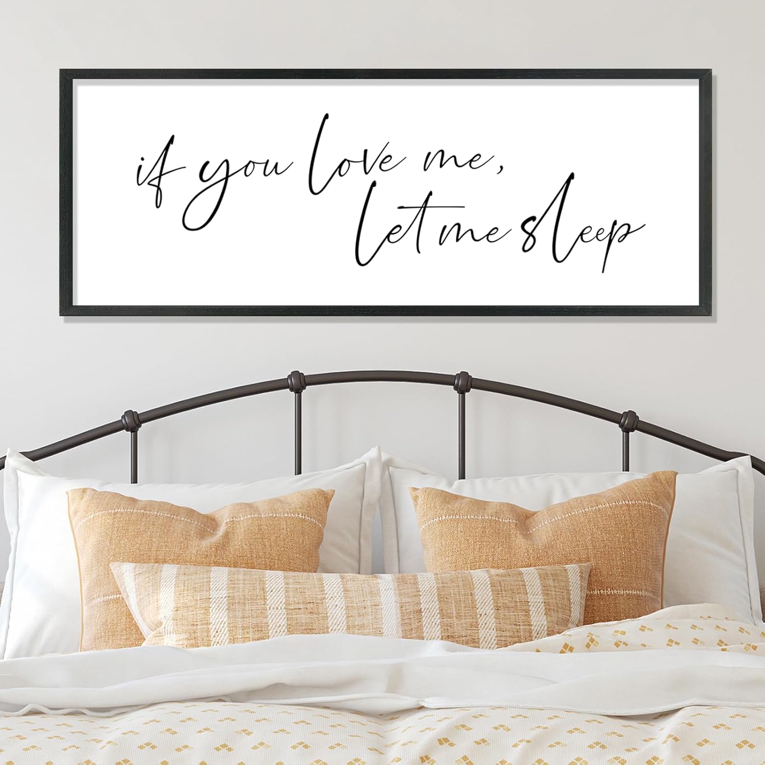 YWJKWLGS If You Love Me Let Me Sleep Sign Wall Art 32"×12" Funny Bedroom Decor Above Bed for Sleep Lovers Humorous Rustic Wooden Plaque for Her/Him (Black)