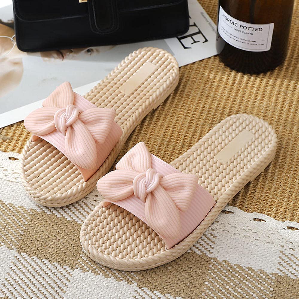 CCFF Breathable slippers, Summer fashion wild anti-skid lady slippers-Pink_5.5,Soft and lightweight beach bathroom slippers，
