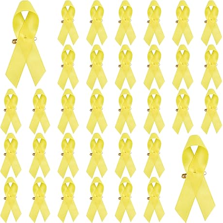 Childhood Awareness Ribbon Yellow Ribbon Satin Pins