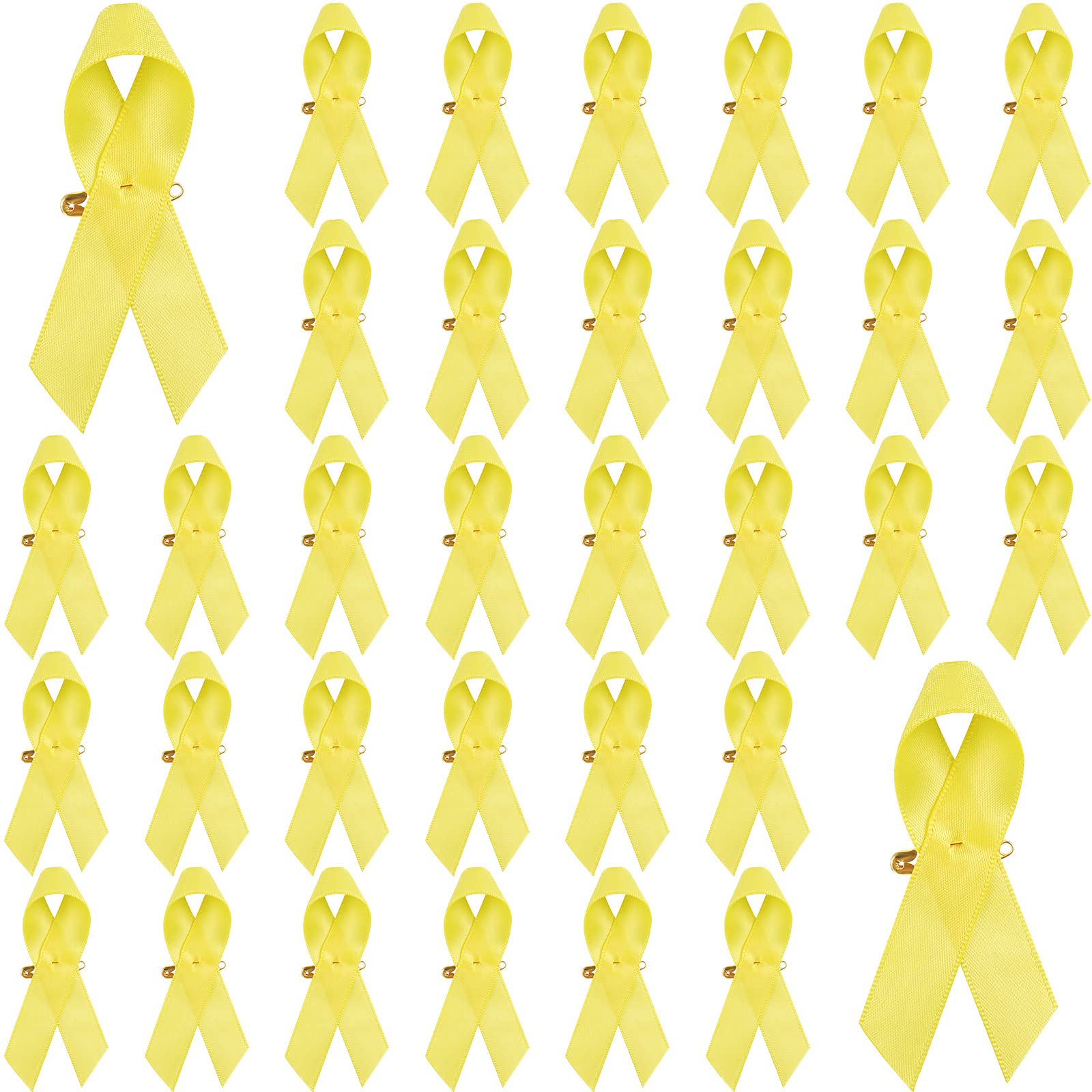 YunllyChildhood Awareness Ribbon Yellow Ribbon Satin Pins Childhood Cancer Awareness Items Endometriosis Cancer Awareness Ribbon Brooch with Safety Pins for Kids Adults Charity Event