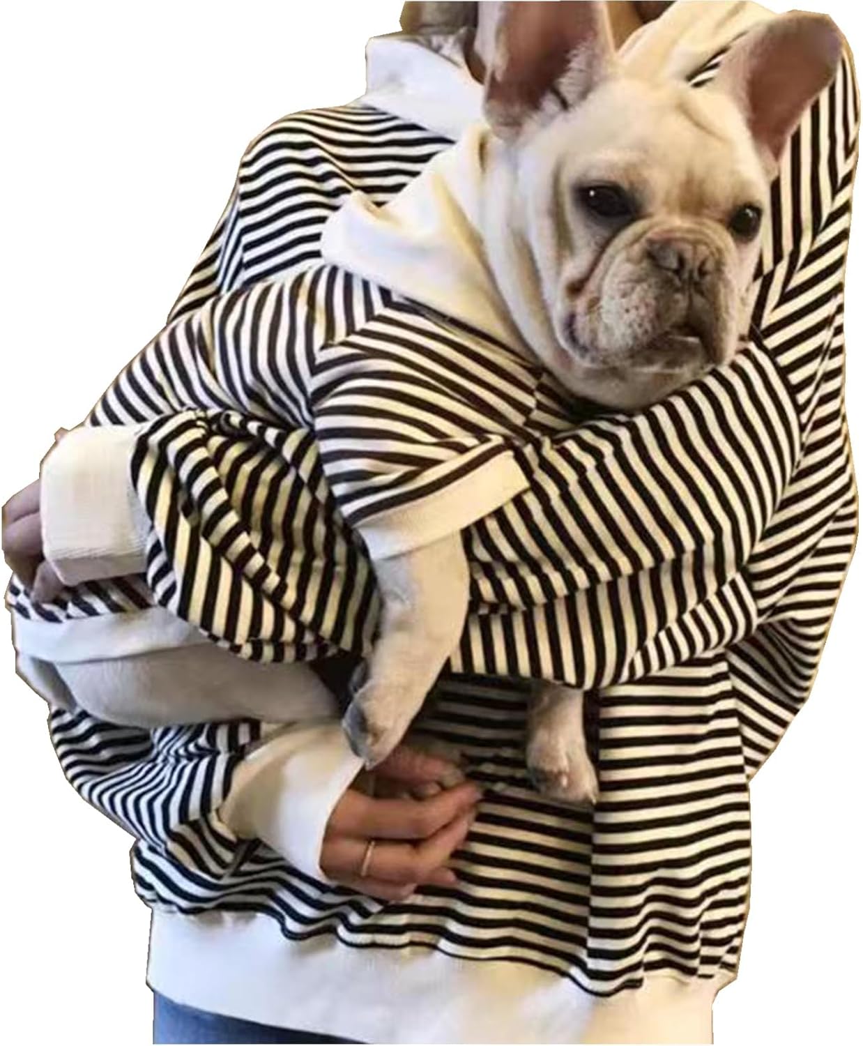 Matching Dog and Owner Clothes Separately Sold,Striped Mom Dad Dog Hoodie for Small Dogs Cats,Puppy Sweatshirt Fall Winter(Black,Pet XS) Black for Pets Pet XS - Chest 11.8"