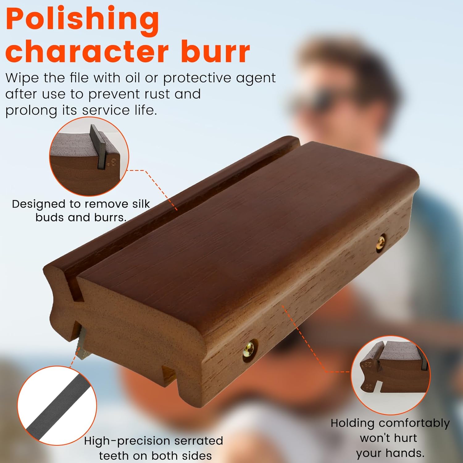 3/23/35 度フレットエンド面取りファイル、3 in 1フレットファイル、木製精密フレットエンド面取りファイルルーシアーツールフ