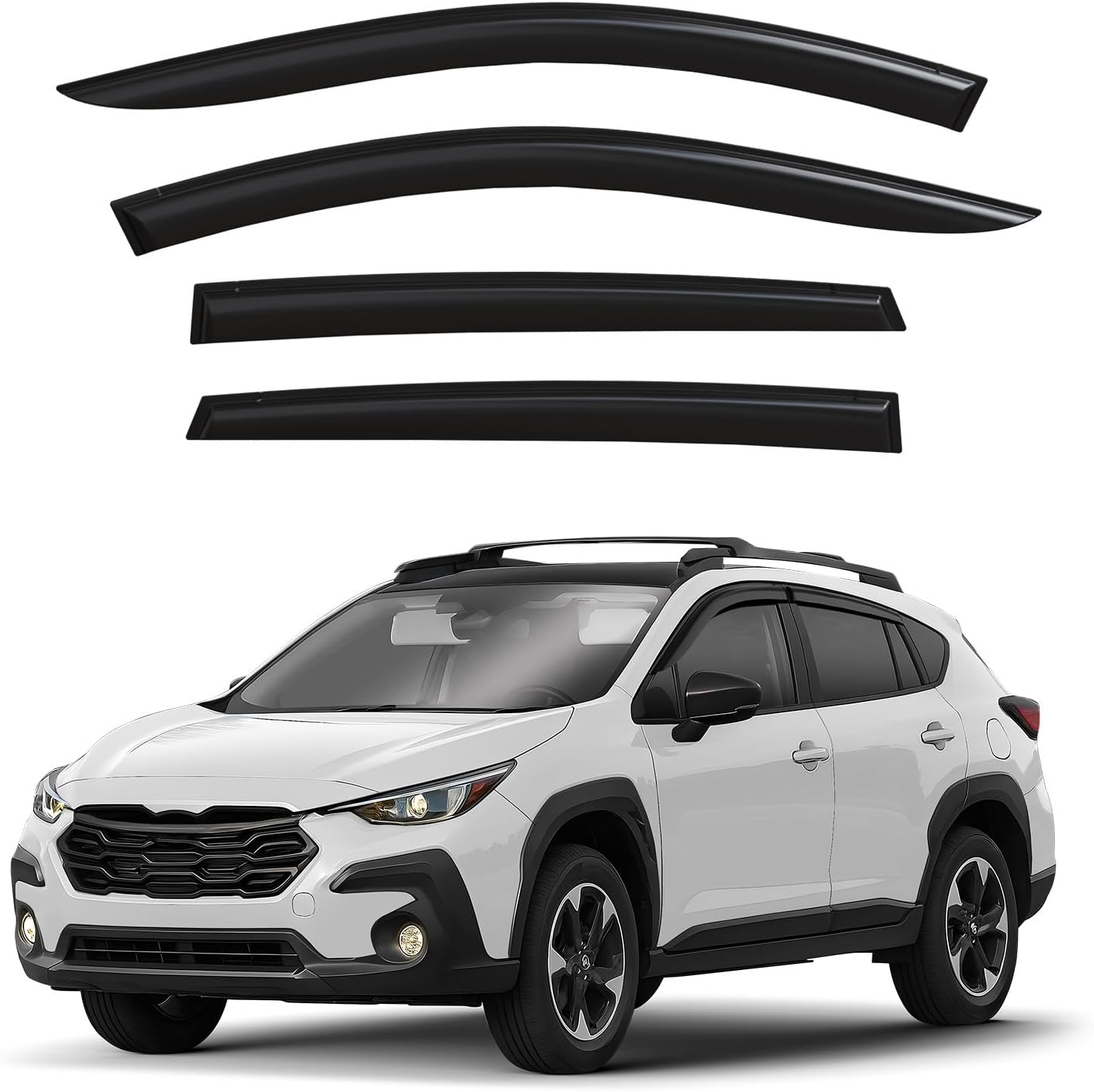 Window Deflectors Smoke Tinted Tape-On Side Window Vent Visor Deflectors Rain Guards Compatible with Subaru XV Crosstrek 2024-2026 - 4 pcs. GW1014