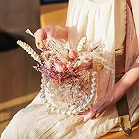 Vista 7 de Cesta de flores para niña, cesta de boda, cesta de pétalos con cinta de acrílico para confeti (perla)