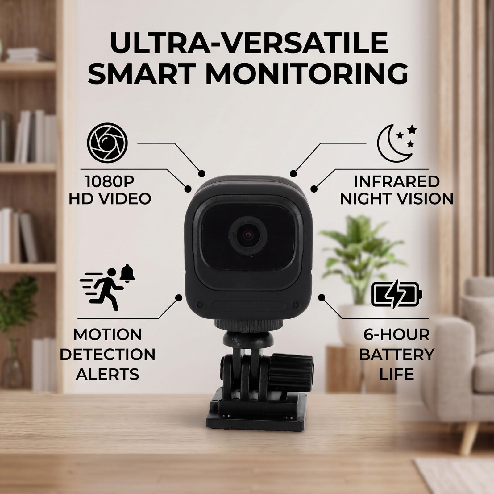 Dpofirs Telecamera di Sicurezza HD 1080P | Visione Notturna a Infrarossi con Rilevamento del Movimento Remoto WiFi da 2,4 GHz per la Sorveglianza Esterna Interna