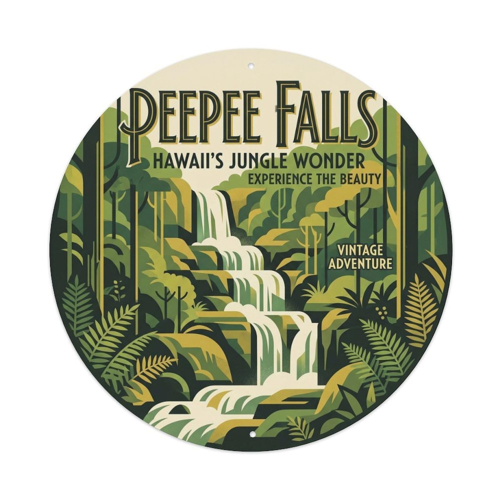 Peepee Falls Hawaii Island Nature Scenic Trail Metal Tin Sign